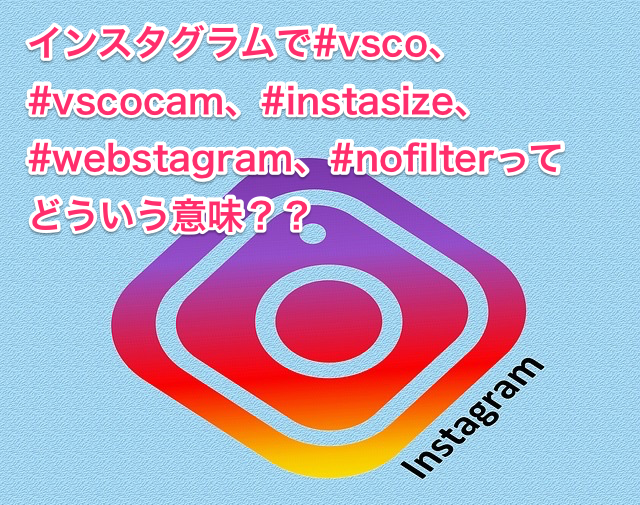 インスタグラムで#vsco、#vscocam、#instasize、#webstagram、#nofilterってどういう意味？？